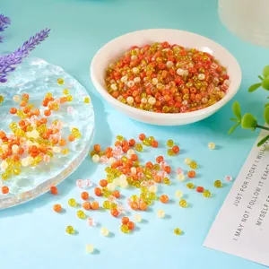 Colorful 4mm glass seed beads detail view, perfect for DIY handmade bracelets and necklaces.