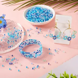 Detailed macro shot of colorful 4mm glass seed beads, DIY handmade bracelet and earring accessories.