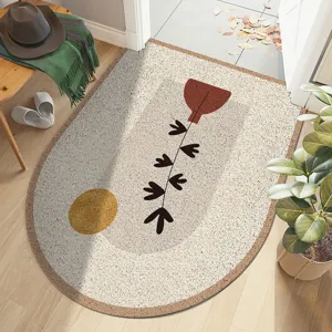 Modern minimalist entryway door mat abstract botanical pattern non-slip floor carpet home decor