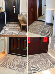 Scandinavian minimalist PVC loop entrance floor mat, geometric anti-slip hallway rug.