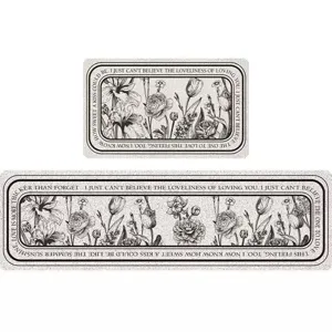 Amerikaanse retro keukenmat set, antislip PVC loper tapijt met vintage bloemen patroon.