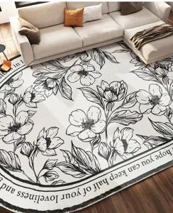 Alfombra moderna con estampado floral estilo nordico para sala habitacion suelo suave.