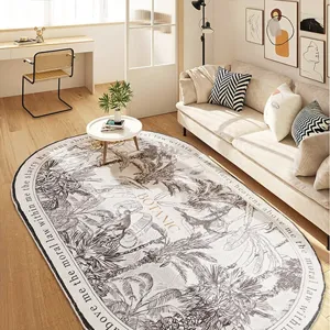 Alfombra Ovalada Estilo Cachemira Nórdico Wabi-Sabi para Sala de Estar Dormitorio Moderna