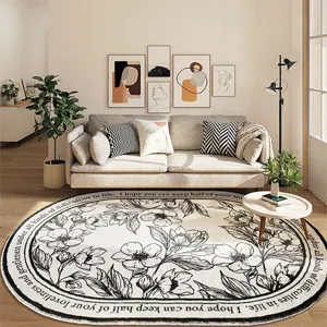 Alfombra redonda estilo nórdico salón dormitorio imitación cachemira diseño floral