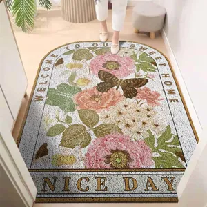 Retro PVC lussendurmat voor de hal, vuilafstotende en slijtvaste deurmat voor de entree.