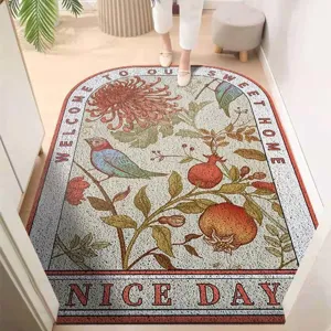 Retro PVC deurmat vintage bloem vogel entree tapijt antislip schraapmat voor de gang