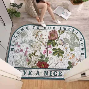 Retro lusvormige deurmat voor thuis entree, antislip en slijtvaste decoratieve vloermat.