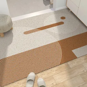 Tappetino per Porta Moderno in PVC Anello di Seta Terrazzo Geometrico Antiscivolo per Corridoio