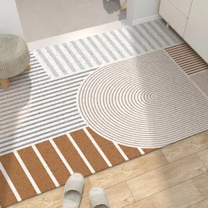 Tappeto da interni moderno minimalista, motivo geometrico terrazzo, zerbino antipolvere per ingresso.