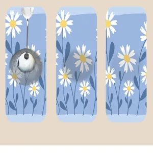 Daisy pattern absorbent tech cloth table mat detail, waterproof and non-slip pad.