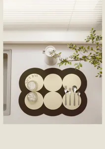 Kitchen diatomite drainage mat, absorbent countertop mat, cream style tableware cup pad.