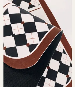 Cream style kitchen draining mat absorbent diatomaceous earth soft pad with chic argyle pattern.