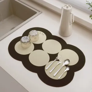 Cream Style Kitchen Draining Mat Diatomite Soft Absorbent Pad Countertop Bowl Cup Mat Bar Insulation Mat