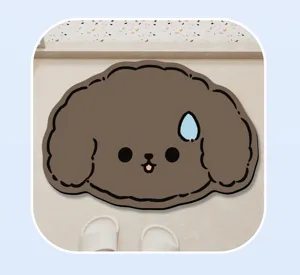 Cute cartoon puppy shaped diatomaceous earth bath mat absorbent non-slip floor mat for bathroom