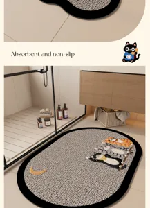 Cartoon bathroom floor mat absorbent non slip cute cat pattern anti slip bath mat rug