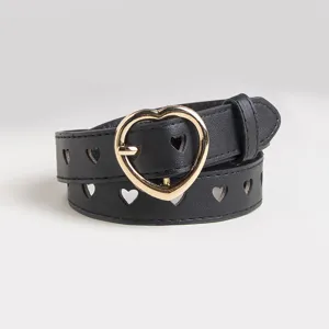 Cintura per Bambini con Cuori Traforati in Ecopelle per Ragazze Dolce Cinturino con Fibbia a Cuore in Lega Dorata Accessori
