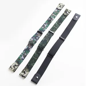 Cinturón Elástico Ajustable De Camuflaje Para Hombre Mujer Botón De Presión Sin Hebilla Cinturón Lazy Cintura Elástica Versátil Para Pantalones De Entrenamiento