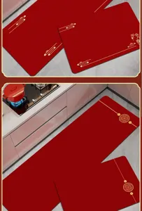 New Chinese style kitchen floor mat red absorbent non-slip diatom mud mat home decor rug