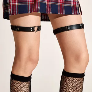 Punk Heart PU Leather Garter Leg Ring For Women Y2K Sexy Elastic Thigh Ring Academy Style Harajuku Clothing Accessory