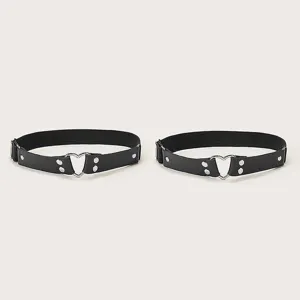 Black PU leather heart garter punk Y2K leg ring sweet spicy thigh harness socks accessory