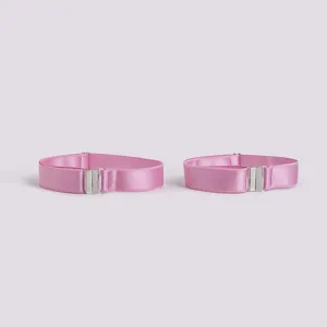 Pink elastic garter straps anti-slip boot bands for women fashion accessories detail view.