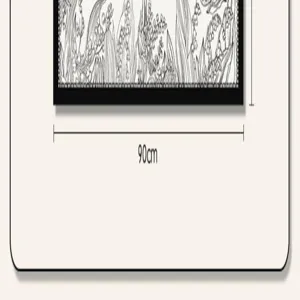Non-slip entrance floor mat with botanical line art pattern, 90cm door mat for home hallway.