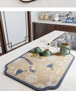 Nouvelle matte d'égouttage absorbante de cuisine de style chinois tapis de séchage