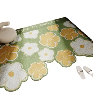 Fresh ins style floral entry door mat, anti-slip wear-resistant washable PVC floor mat.