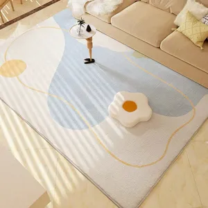 Nordic Abstract Living Room Carpet Plush Bedroom Bedside Rug Home Anti Slip Water Absorbent Full Coverage Cashmere Like Area Rug