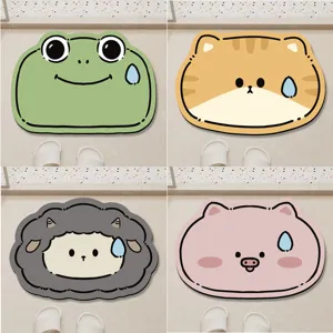 Cute Cartoon Animal Shape Diatomite Floor Mat Absorbent Non Slip Mat Tech Fabric Bathroom Kitchen Door Mat Home Decor