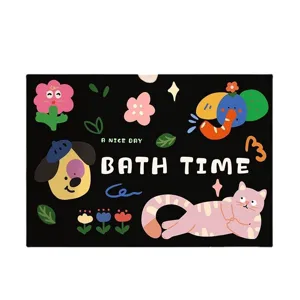 Cute cartoon diatomaceous earth bath mat, absorbent non-slip toilet door mat for bathroom.