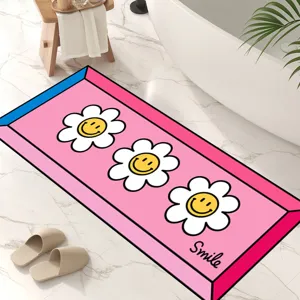 Floral diatomaceous earth bath mat absorbent quick dry anti-slip mat for bathroom floor