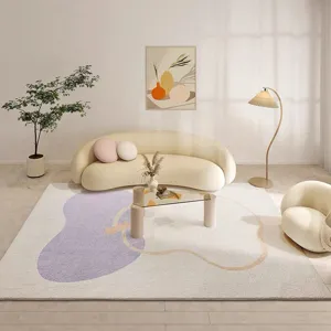 Nordic abstract living room rug, plush faux cashmere floor mat for bedroom and home decor.