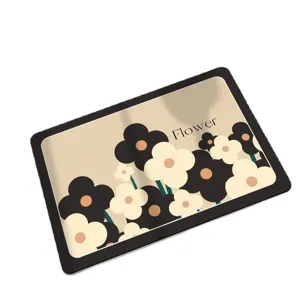 Floral non-slip bath mat absorbent diatomaceous earth floor mat for home bathroom decor