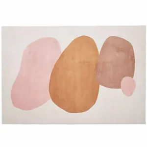 Nordic abstract plush living room rug, soft faux cashmere carpet with modern geometric design.
