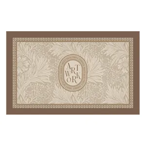 Retro PVC leather doormat with vintage botanical pattern, anti-slip waterproof entrance floor mat.