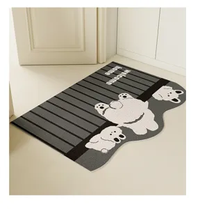 Cartoon cute animal entryway doormat, dirt resistant wear resistant cuttable floor mat detail