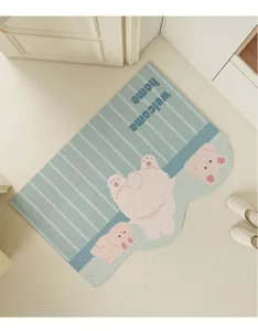 Cartoon cute animal entrance floor mat dirt-resistant cuttable scraping mud door mat