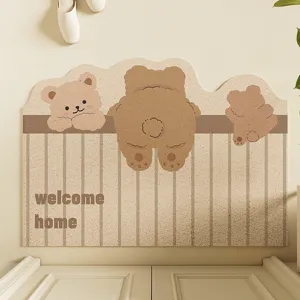 Cartoon Cute Animal Hallway Entrance Floor Mat PVC Dirt-Resistant Wear-Resistant Cuttable Mud-Scraping Loop Pile Door Mat