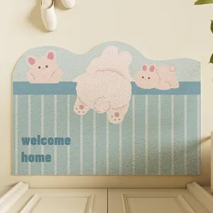 Cute cartoon animal welcome floor mat, non-slip entry doormat for home hallway and doorway.