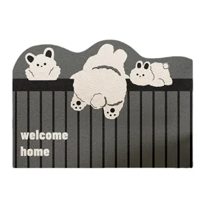 Cute cartoon animal entryway doormat, non-slip dirt-resistant floor mat for home door entrance.