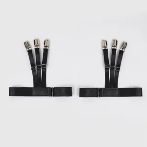 Liguero elástico negro unisex para camisas con clips metálicos para ropa formal de negocios.