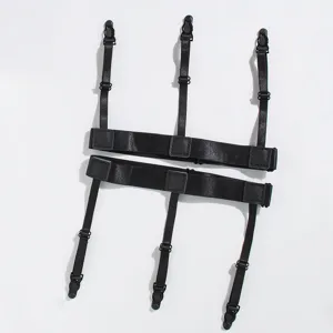 Liga para camisa negra ajustable tirantes elasticos vista de detalle para vestimenta.