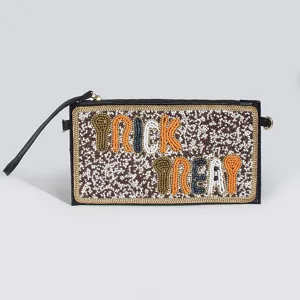 Bohemian Beaded PU Leather Crossbody Bag Handmade Embroidery Flower Clutch Purse Casual Travel Shoulder Bag For Women