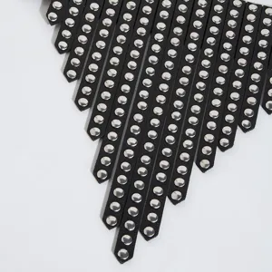 Punk stijl PU leer klinknagels franje kraag ketting gothisch feest festival sieraden