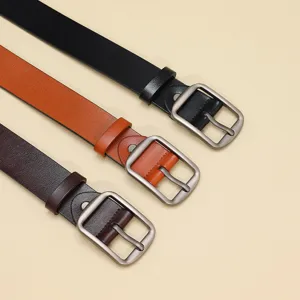 Unisex Business Casual Δερμάτινη Ζώνη Γνήσιου Δέρματος Αγκράφα από Κράμα Μονόχρωμη Ευέλικτη Ζώνη για Άνδρες Γυναίκες Αξεσουάρ Μέσης