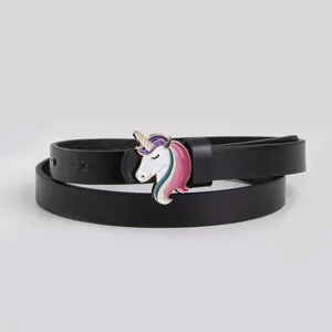Ceinture Pailletée Enfants Filles Mignon Brillant Ceinture Taille Enfants Fuir Cuir Accessoires de Mode Rouge Argent Licorne Boucle