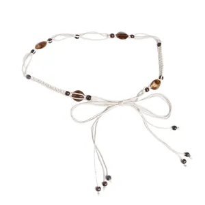 Bohemian Woven Waist Belt with Wooden Beads Casual Ethnic Style Dress Rope for Women Main View
