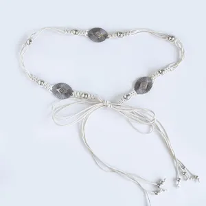 Bohemian woven waist belt for women summer casual handmade beaded rope waist accessory