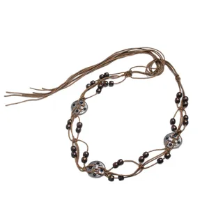 Bohemian woven waist rope summer ethnic style handmade wooden bead belt for women casual vacation